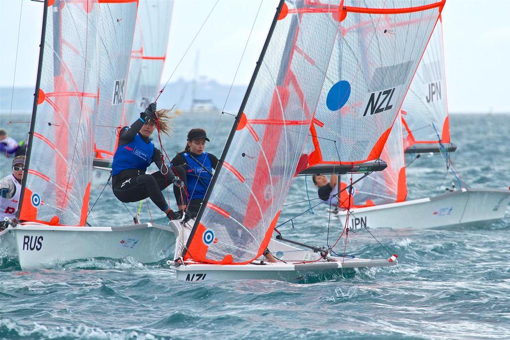 Girls 29er (NZL) - Aon Youth Worlds 2016, Torbay, Auckland, New Zealand, Day 4, December 19, 2016 © Richard Gladwell www.photosport.co.nz